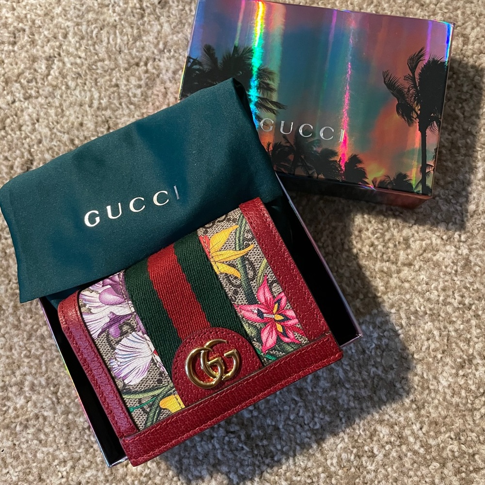 Gucci Ophelia Flora Card Case Wallet